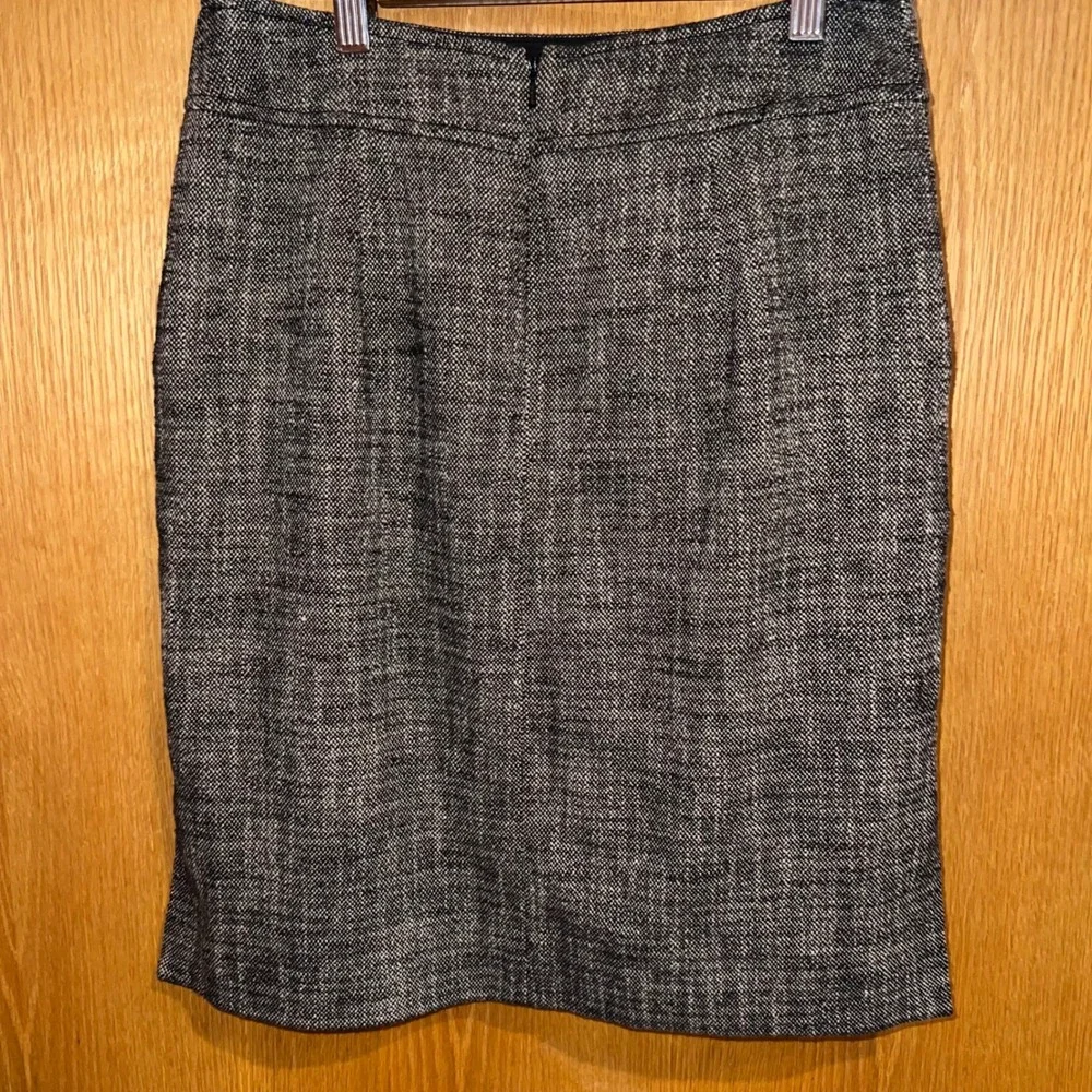 Etcetera Pencil‎ Skirt Womens 2 Black White Tweed Cotton Linen Excellent Slit